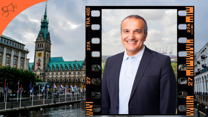 SPD-Bürgerschaftsabgeordneter Kazim Abaci und das Hamburger Rathaus